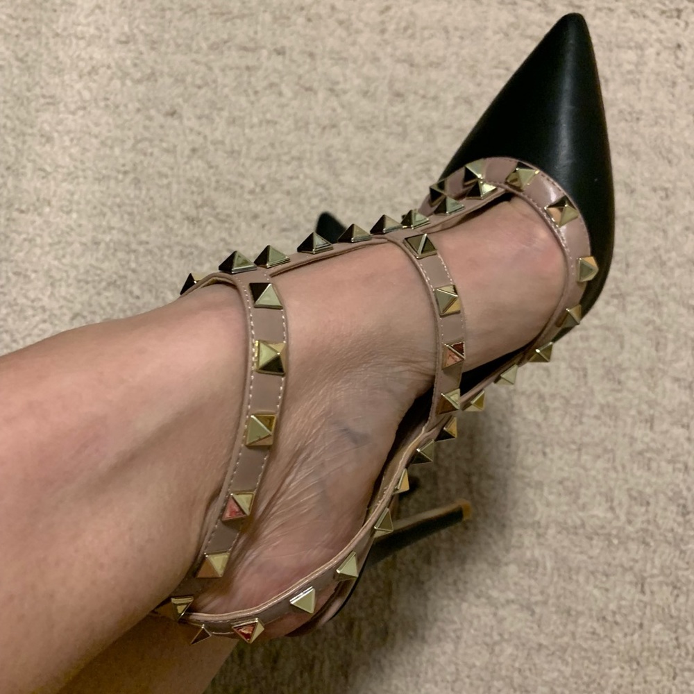 Kaitlyn Pan Rockstud Slingback Pumps